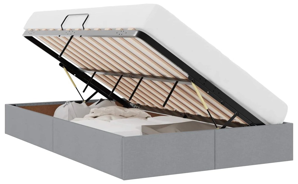 vidaXL Κρεβάτι Αποθήκης με στρώμα Ανοιχτό γκρι 120 x 200 cm ύφασμα