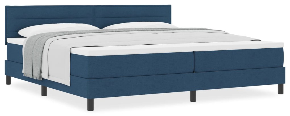 vidaXL Κρεβάτι Box Spring με Στρώμα Μπλε 200x200 εκ. Ύφασμα
