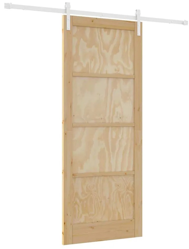 vidaXL Συρόμενη Πόρτα Καφέ 86 x 211 cm Στερεά ξυλεία πεύκου