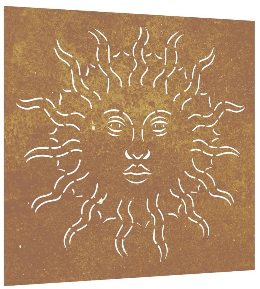 vidaXL Διακοσμητικό Κήπου Επιτοίχιο Σχ. Ήλιος 55x55 εκ. Ατσάλι Corten