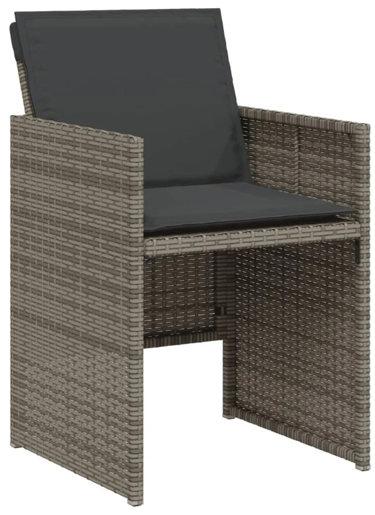 vidaXL Σετ Επίπλων Bistro 3 τεμ Γκρι Συνθετικό Ρατάν με Μαξιλάρια