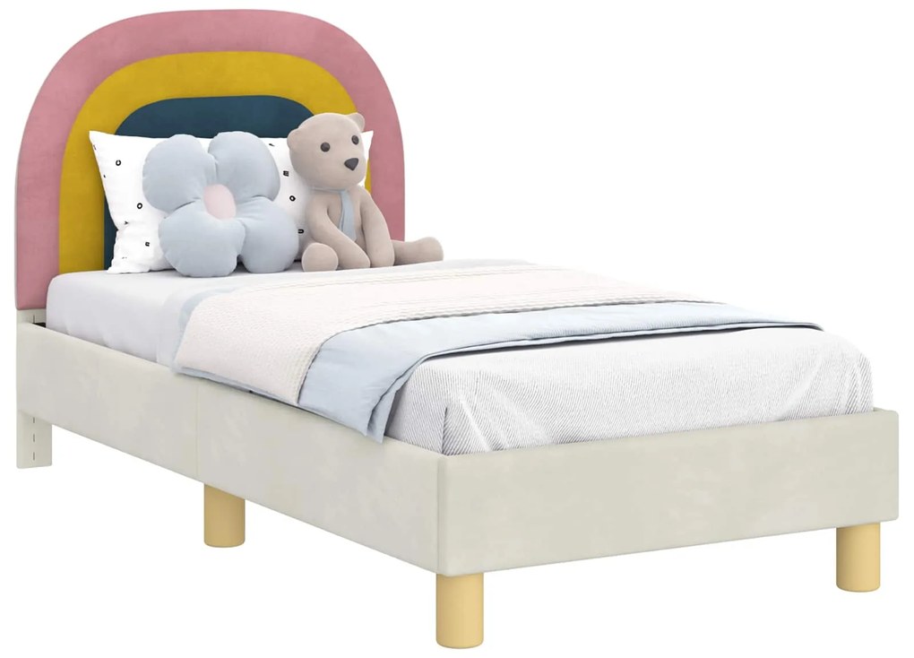 vidaXL Κρεβατική βάση για παιδιά με προσκέφαλο Κρεμ 70 x 140 cm