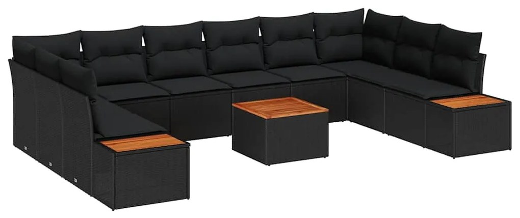vidaXL Σετ Καναπέ Κήπου 11 pcs Μαύρο 344 x 209 x 85 εκ Πολυ ράταν