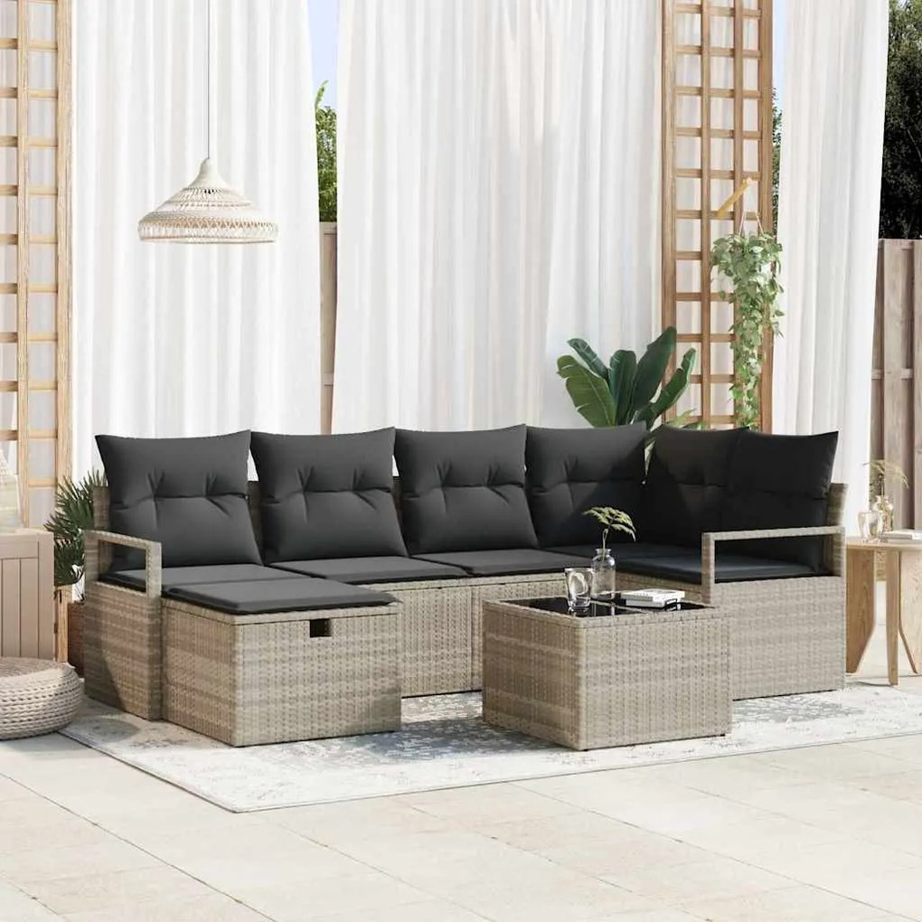 vidaXL Σετ Καναπέ Κήπου 7 pcs Ανοιχτό γκρι 232 x 122 x 85 εκ.