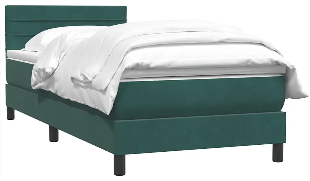 vidaXL Box Spring κρεβάτι με στρώμα σκούρο πράσινο 80x220εκ. Βελούδινο