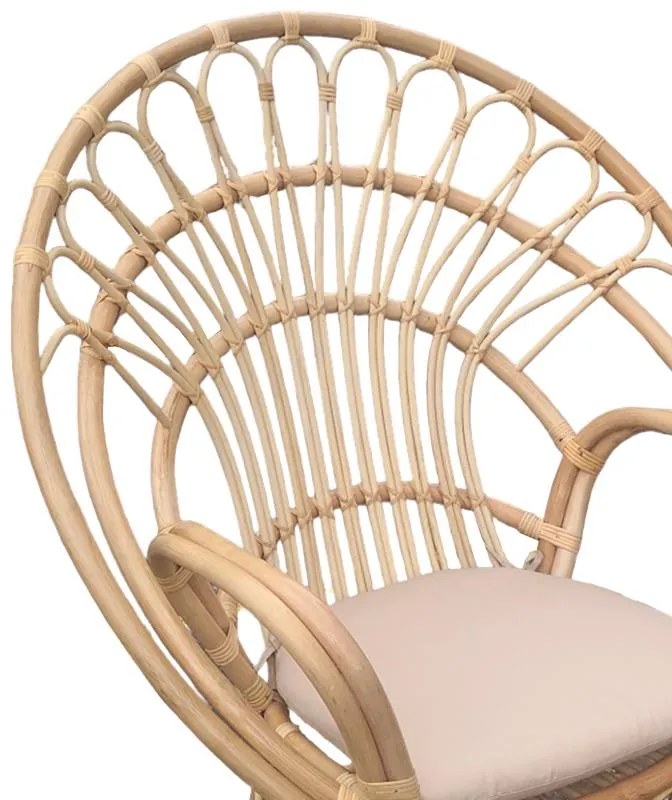 Πολυθρόνα Boloni Inart με μπεζ μαξιλάρι-φυσικό rattan 100x67x120εκ 96x70x120 εκ.