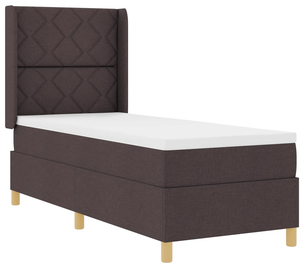 vidaXL Κρεβάτι Box Spring με Στρώμα & LED Καφέ Σκούρο 80x200 εκ. Ύφασμα