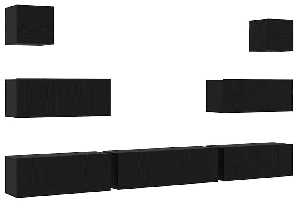 vidaXL Σετ Ντουλάπας Τηλεόρασης 7 pcs Μαύρη δρυς 100 x 30 x 30 cm