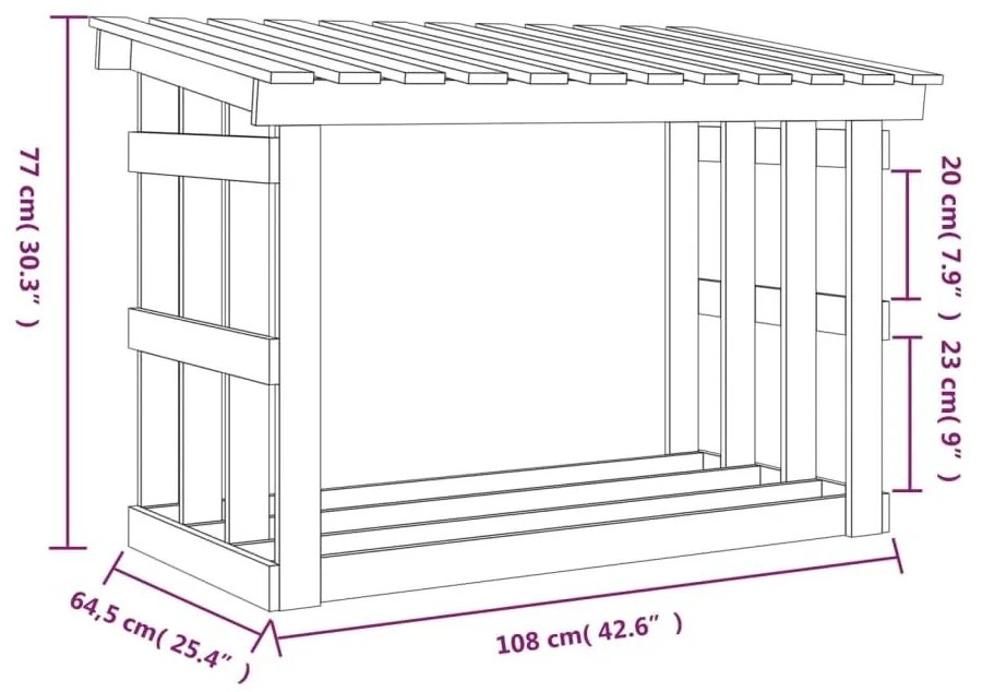 Ραφιέρα Καυσόξυλων 108 x 64,5 x 77 εκ. από Μασίφ Ξύλο Πεύκου