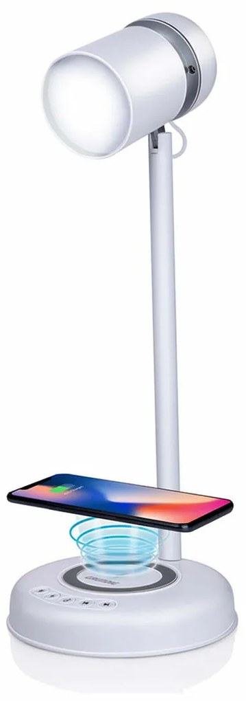 Λάμπα LED με Ηχείο και Ασύρματο Φορτιστή Grundig Λευκό 15 W 76 Lm Ø 12 x 34 cm Πλαστική ύλη 3-σε-1