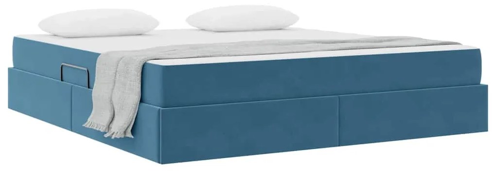 vidaXL Κρεβάτι με αποθηκευτικό χώρο και στρώμα με στρώμα Σκούρο Μπλε