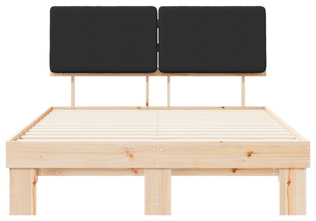 vidaXL Σκελετός Κρεβατιού με Επενδεδυμένο Κεφαλάρι Μαύρο 120 x 190 cm