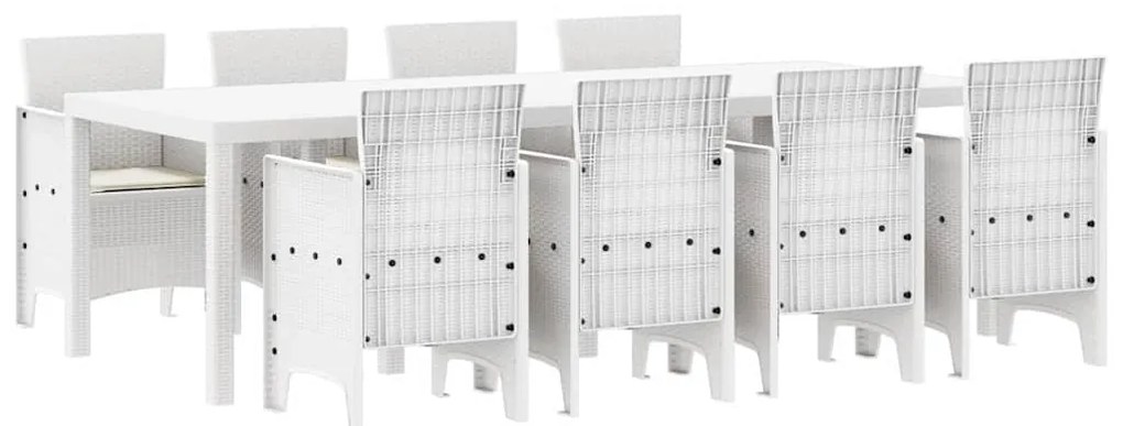 vidaXL Σέτ φαγητού για κήπο 9 pcs Ανοιχτό γκρι Rattan Polt