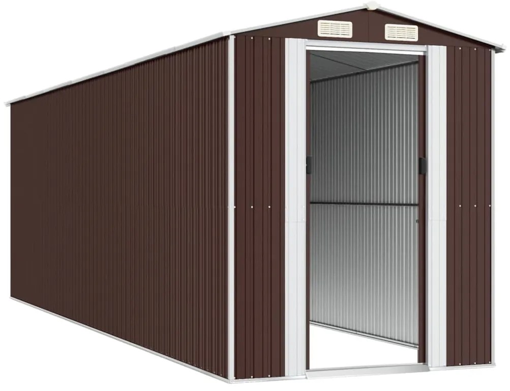 vidaXL Αποθήκη Κήπου Σκούρο καφέ 192x606x223 εκ. Γαλβανισμένο Ατσάλι