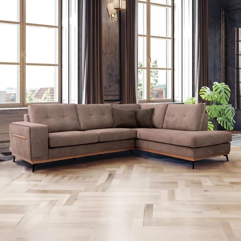 Γωνιακός Καναπές Sebastian Fylliana Δεξιά Γωνία Καφέ 280x220x95 εκ. 280x220x95 εκ.