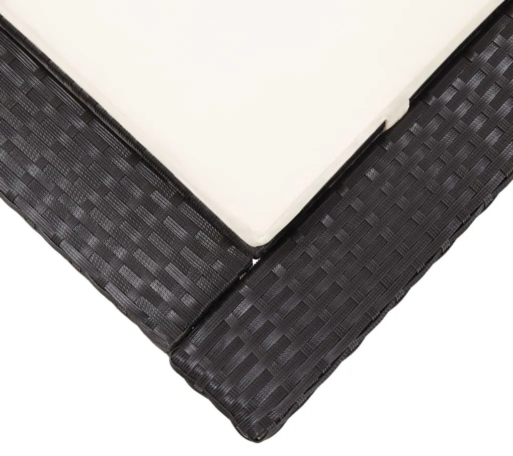 vidaXL Ξαπλώστρα Μαύρη από Συνθετικό Ρατάν με Μαξιλάρι