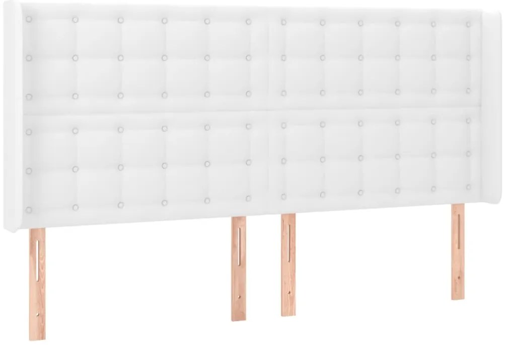 vidaXL Κεφαλάρι με Πτερύγια Λευκό 203x16x118/128 εκ. Συνθετικό Δέρμα
