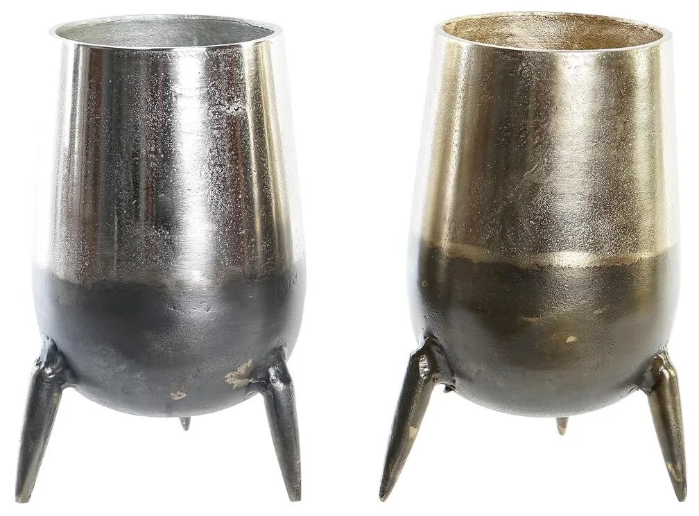 Βάζο DKD Home Decor 15,5 x 15,5 x 26 cm Ασημί Χρυσό Αλουμίνιο Σύγχρονη (x2)