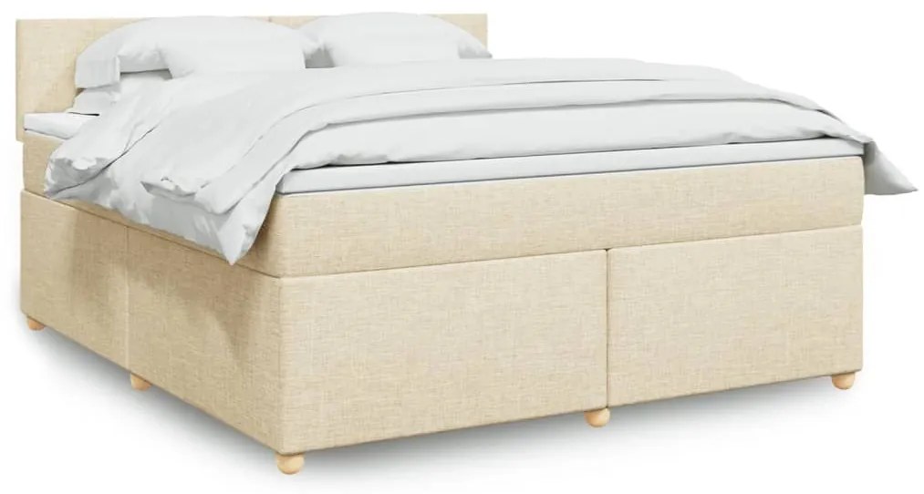 ΚΡΕΒΑΤΙ BOXSPRING ΜΕ ΣΤΡΩΜΑ ΚΡΕΜ 180X200 ΕΚ. ΥΦΑΣΜΑΤΙΝΟ 3286757