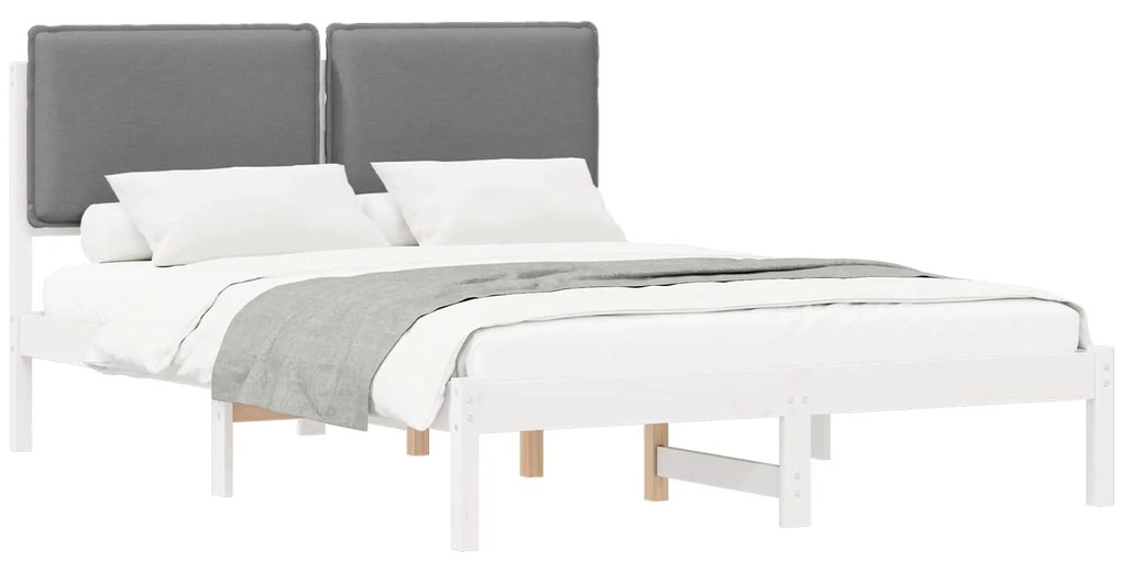 vidaXL Σκελετός Κρεβατιού με Επενδεδυμένο Κεφαλάρι Ανοιχτό γκρι