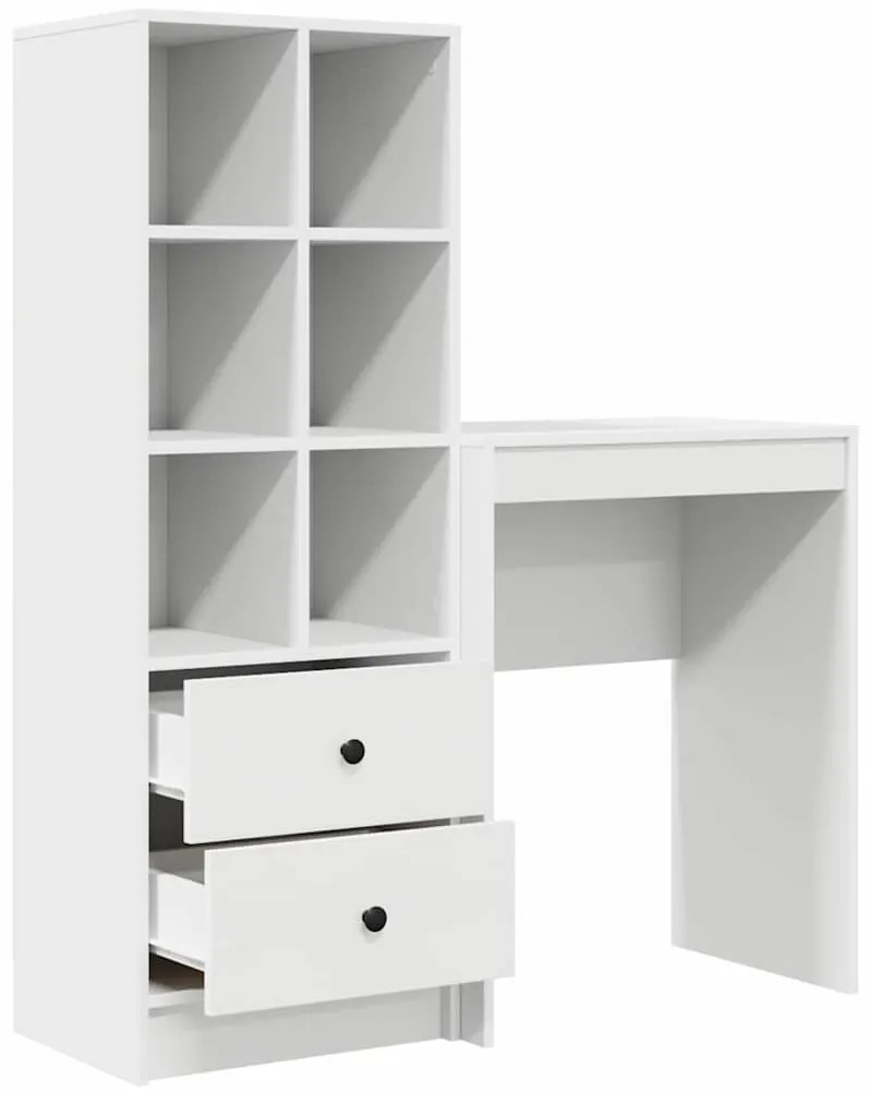 vidaXL Γραφείο με αποθηκευτικό χώρο 2 pcs Λευκό 45.5 x 34 x 127 εκ