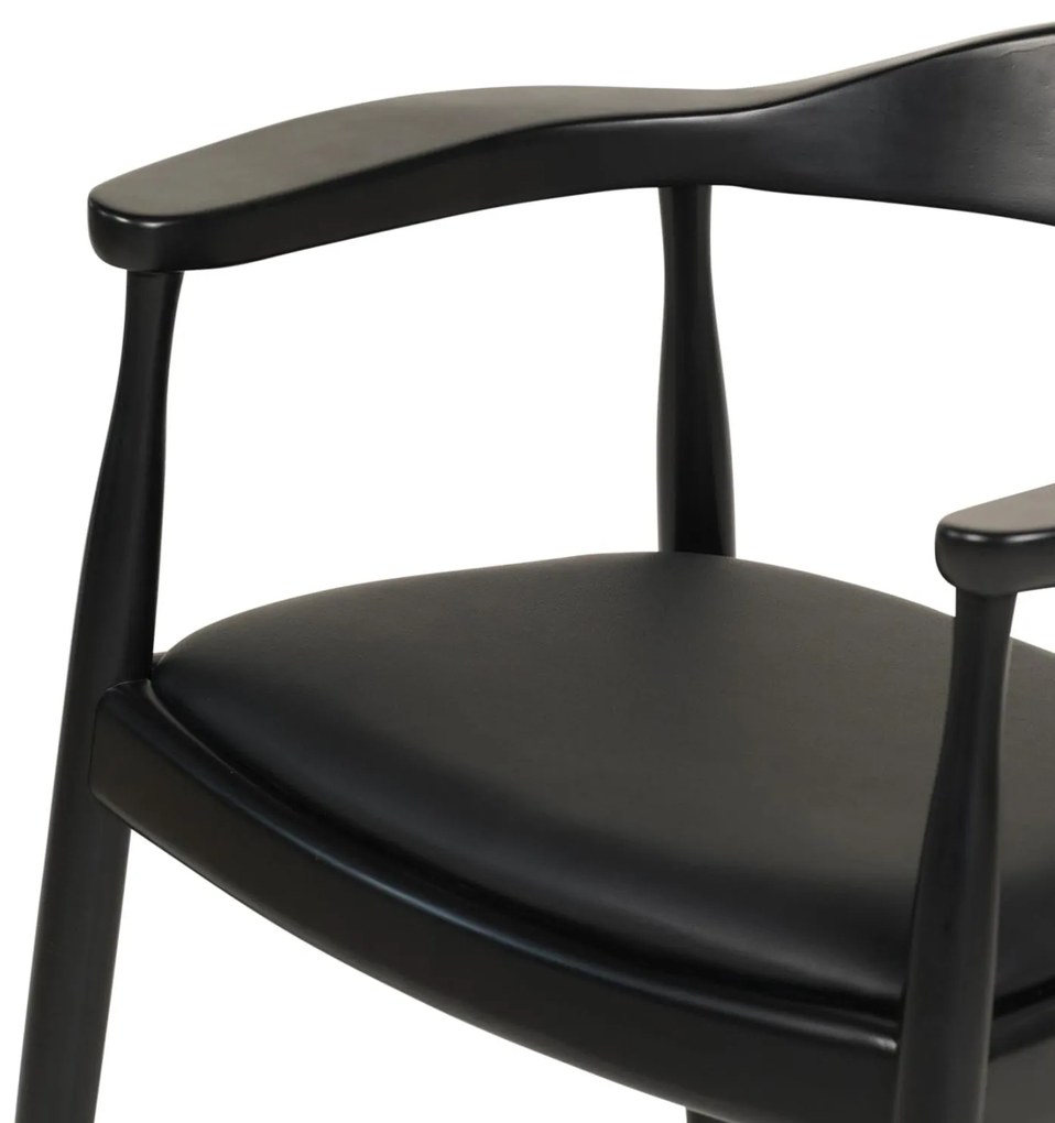 Πολυθρόνα Τραπεζαρίας ADOR RUBBERWOOD &amp; PU σε Μαύρο 62x54x76,5Υεκ 62x54x76.5 εκ.