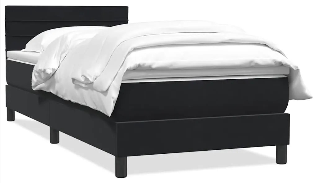 vidaXL Κρεβάτι Boxspring με Στρώμα Μαύρο 90x220 εκ. Βελούδινο