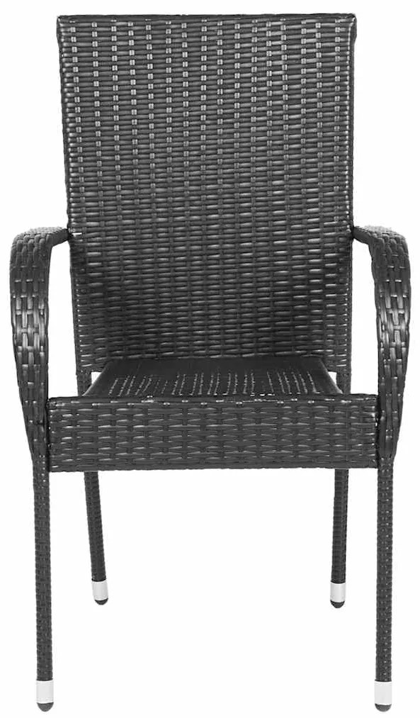 vidaXL Καρέκλες Κήπου Στοιβαζόμενες 2 τεμ. Μαύρες από Συνθετικό Ρατάν