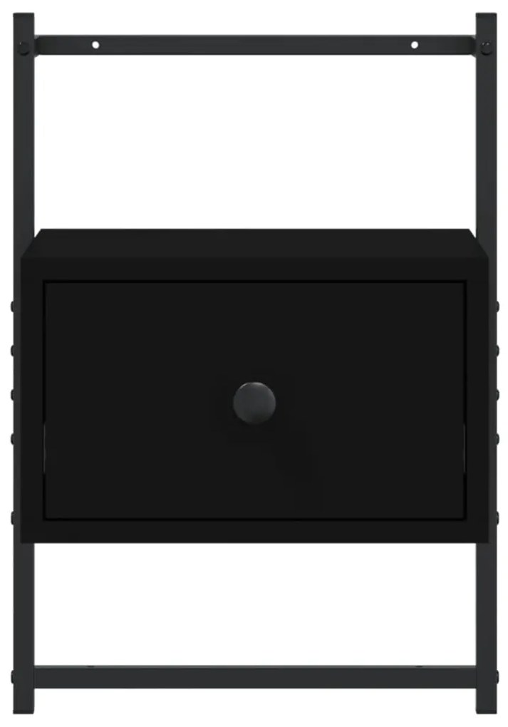 vidaXL Κομοδίνο Επιτοίχιο Μαύρο 35 x 30 x 51 εκ. από Επεξεργ. Ξύλο