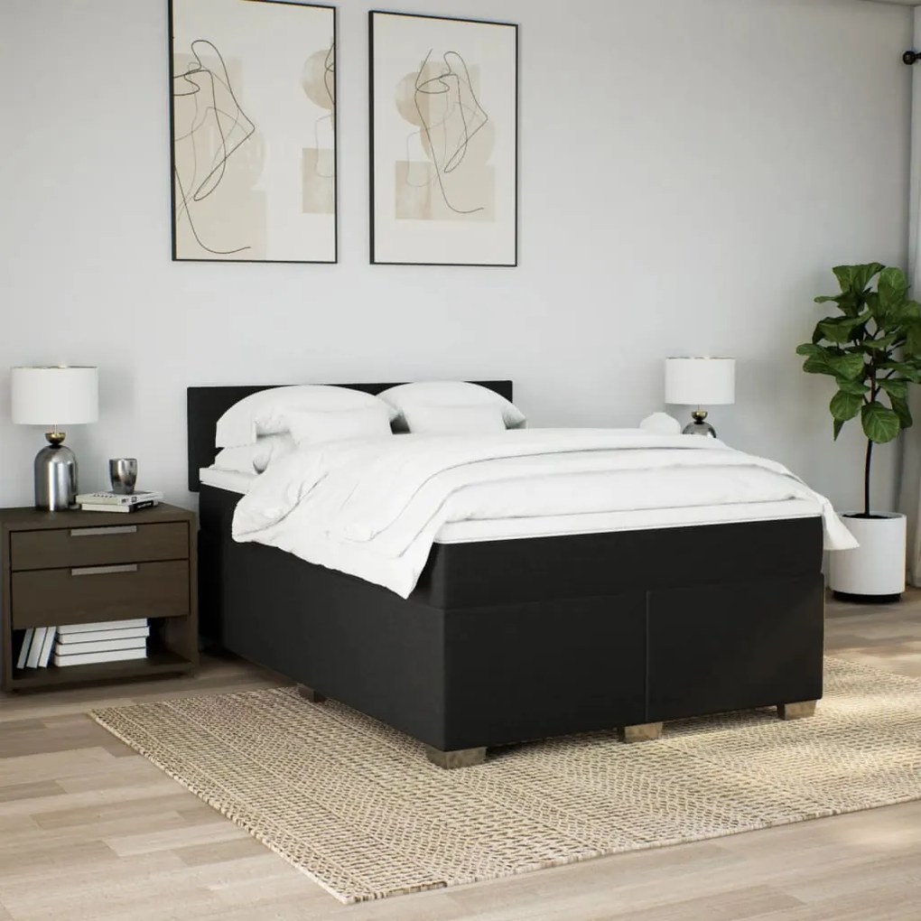 ΚΡΕΒΑΤΙ BOXSPRING ΜΕ ΣΤΡΩΜΑ ΜΑΥΡΟ 140X190 ΕΚ. ΥΦΑΣΜΑΤΙΝΟ 3288178