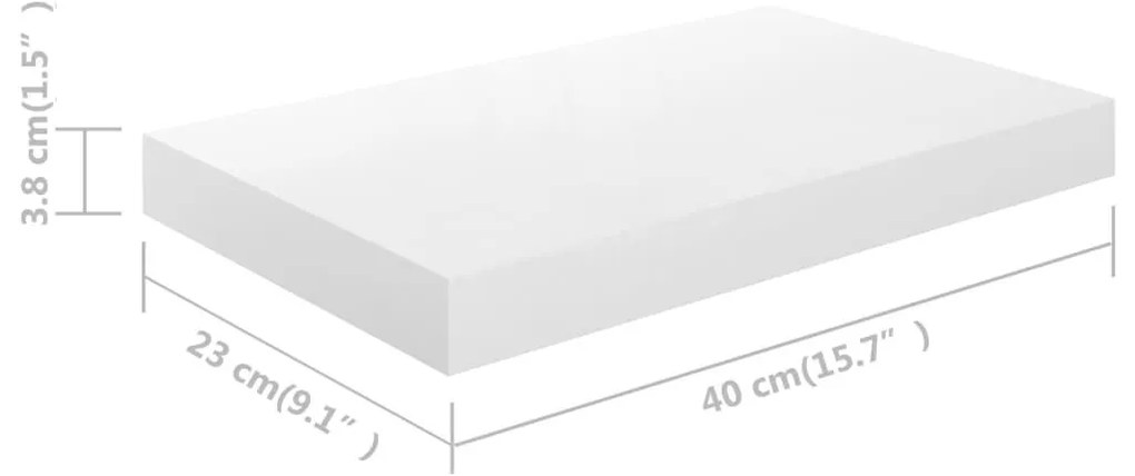 Ράφια Τοίχου Γυαλιστερά Άσπρα 2 Τεμάχια 40x23x3,8 εκ. MDF - Λευκό