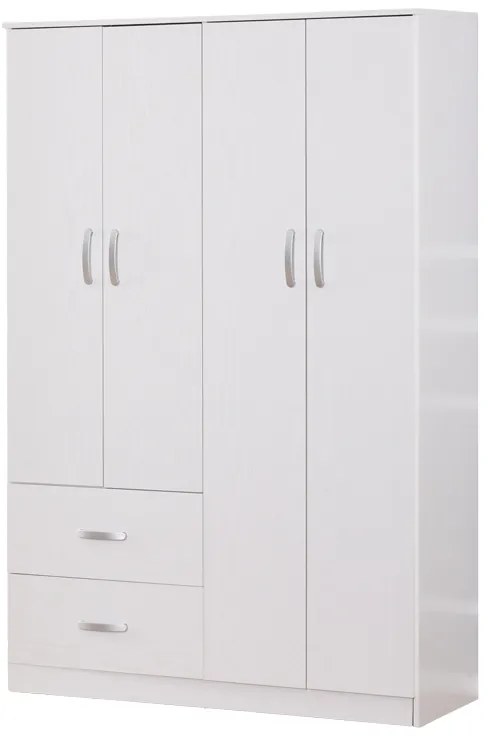Intrahome Ντουλάπα ρούχων τετράφυλλη Zelia Intrahome με 2 συρτάρια σε λευκή απόχρωση 120x42x180εκ | SKU: INTRAPA-350111179