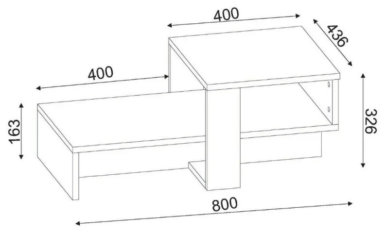 Τραπεζάκι σαλονιού Kalune Design 731WAT2801, 80x32x43 cm, 2 επίπεδα, Μοριοσανίδα με επένδυση μελαμίνης, καφέ / λευκό