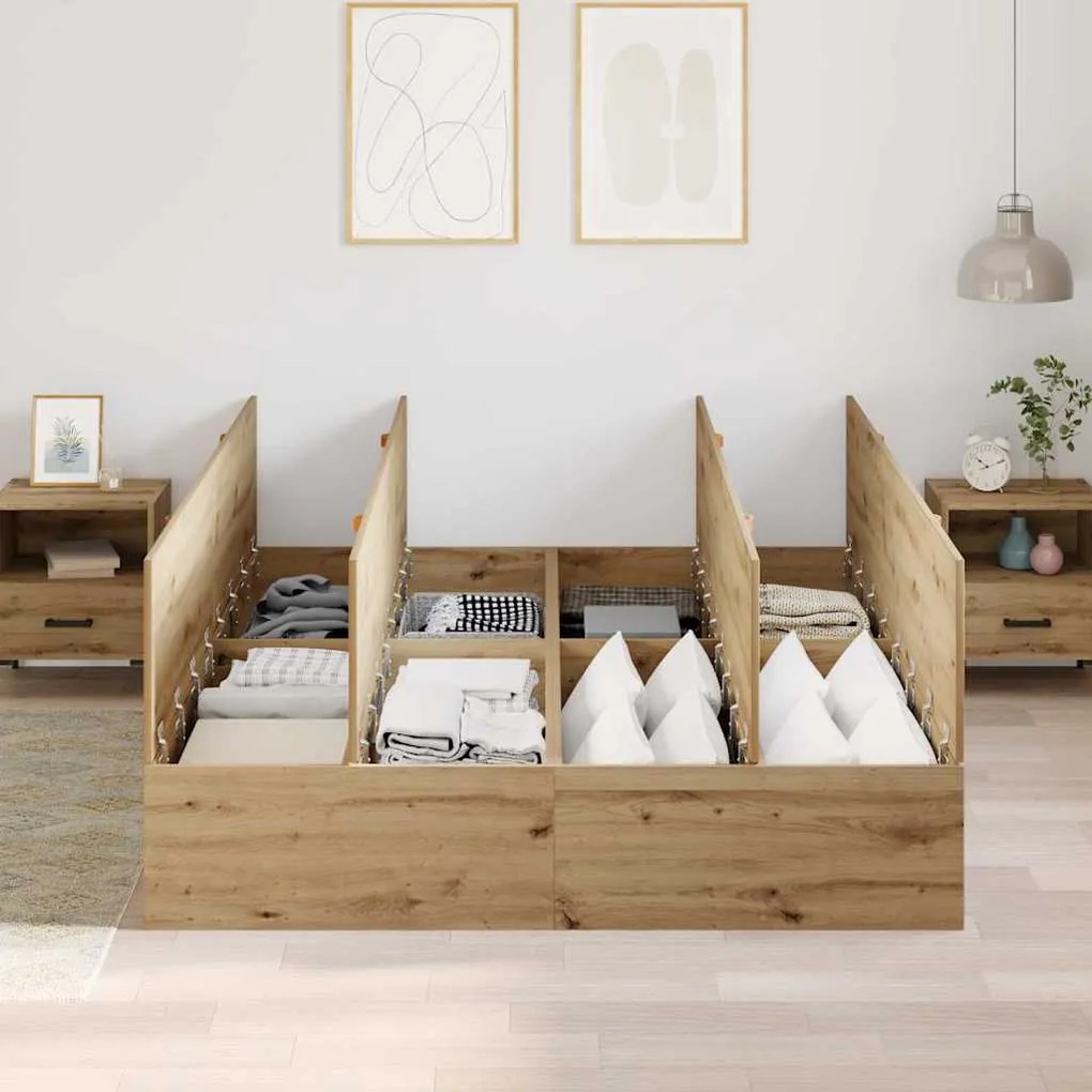 vidaXL Σκελετός Κρεβατιού artisan δρυς 140 x 190 cm Επεξεργασμένο ξύλο