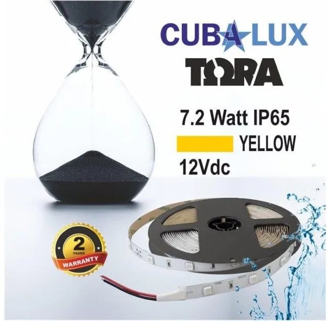 Ταινία LED 7,2W IP65 12V σε 4 χρώματα 5M TORA Cubalux 500040 Κίτρινο