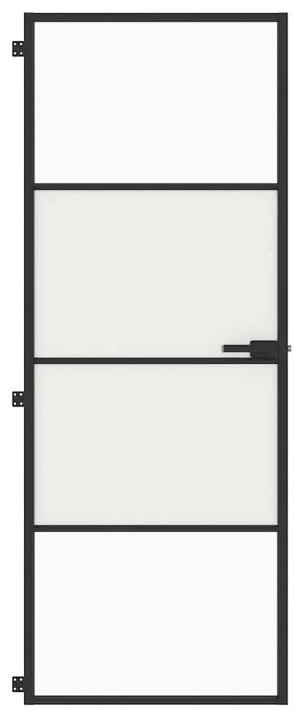 vidaXL Εσωτερική Πόρτα Μαύρη 76x201,5 εκ. Ψημένο Γυαλί και Αλουμίνιο