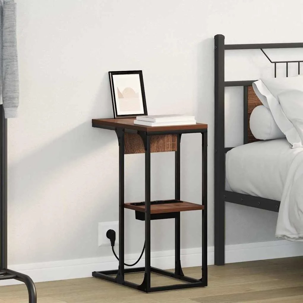 vidaXL Κομοδίνο Καφέ δρυς 41.5 x 26 x 60.5 εκ Επεξεργασμένο ξύλο
