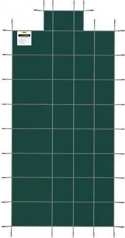 VEVOR Pool Safety Cover Fits 18x36ft Rectangle Inground Pools, Safety Pool Cover with 4x10ft Center End Step, Mesh Solid Pool Cover with Drainage Holes for Swimming Pool, Winter Safety Cover, Green