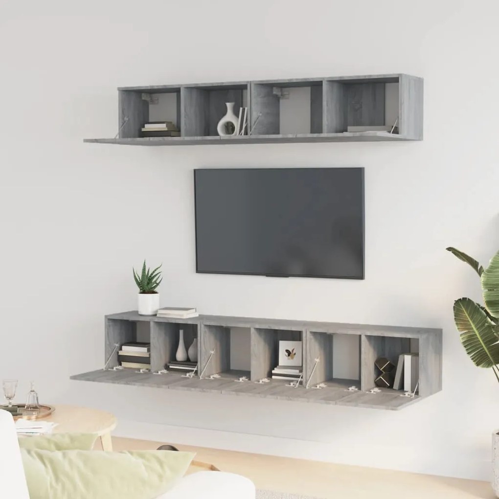 vidaXL Σετ Επίπλων Τηλεόρασης 5 Τεμ. Γκρι Sonoma Επεξεργασμένο Ξύλο