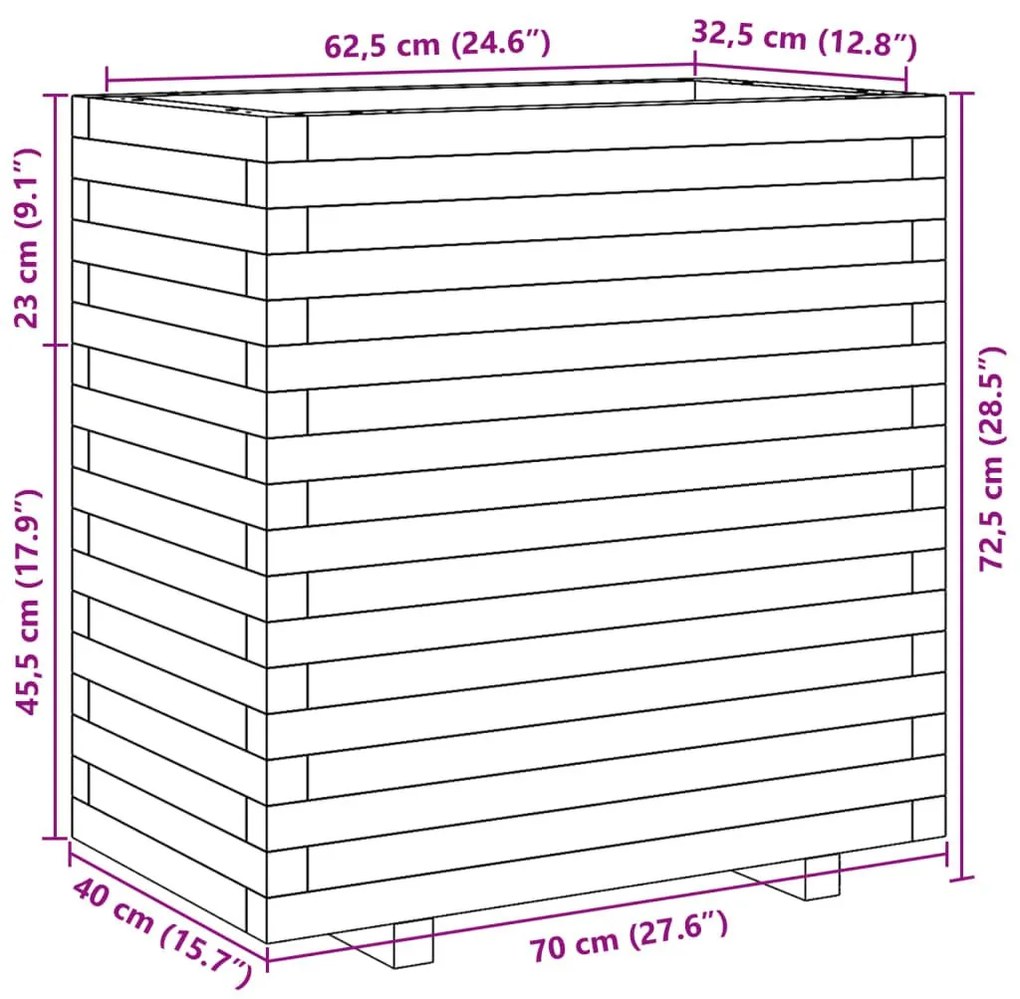 Ζαρντινιέρα Καφέ Κεριού 70x40x72,5 εκ. από Μασίφ Ξύλο Πεύκου - Καφέ