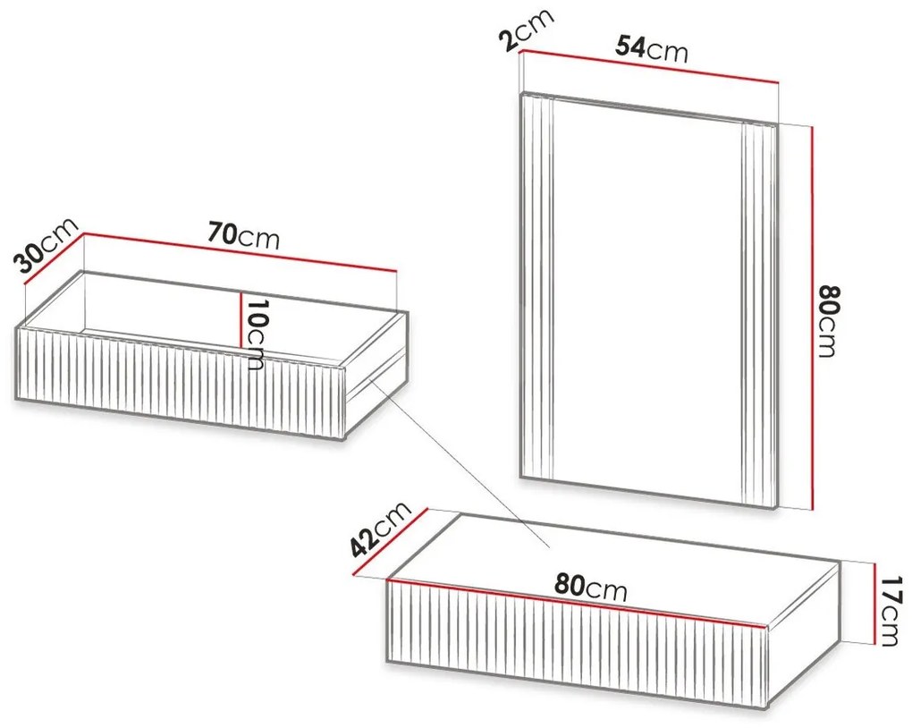 Τουαλέτα Charlotte H111, Μαύρο, Καθρέφτης, 97x80x42cm, 19 kg | Epipla1.gr