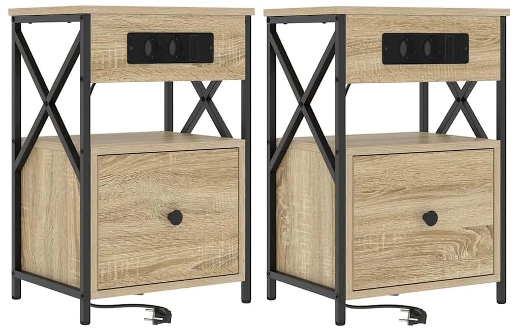 vidaXL Κομοδίνο 2 pcs Δρύς Sonoma 40 x 31 x 60 εκ. Επεξεργασμένο ξύλο