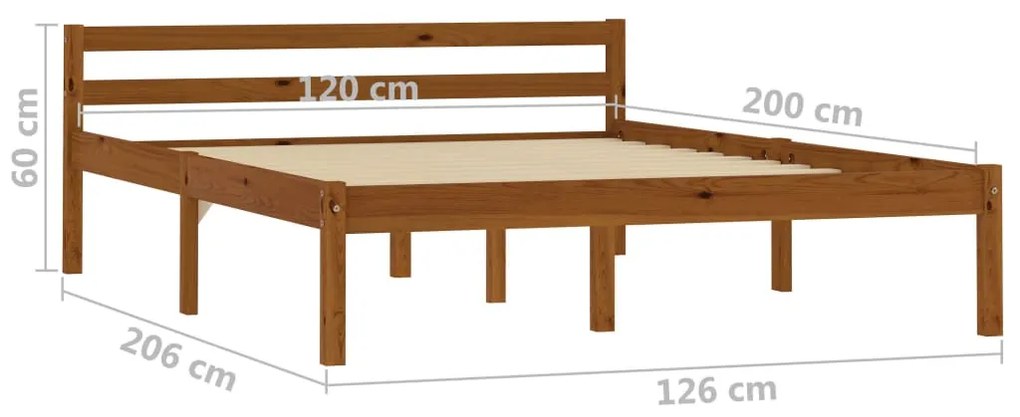 vidaXL Πλαίσιο Κρεβατιού Καφέ Μελί 120 x 200 εκ. Μασίφ Ξύλο Πεύκου