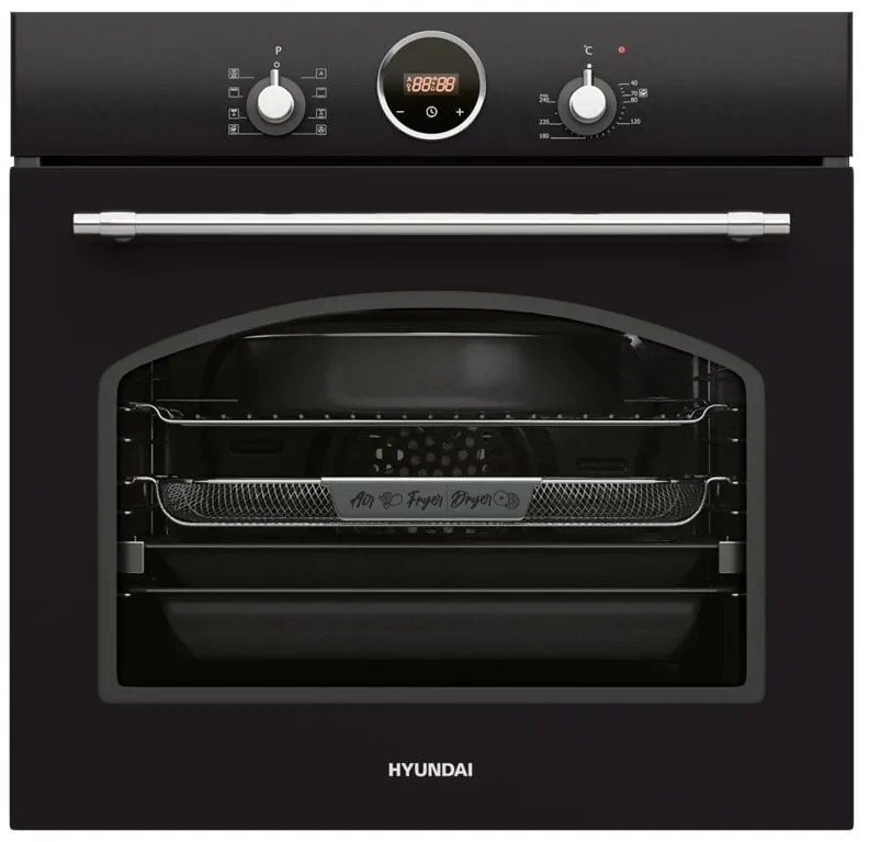 Hyundai HBIOR24S-60AN Εντοιχιζόμενος φούρνος 60L χωρίς Εστίες Π59.6εκ. Ανθρακί (4 έτη εγγύηση)