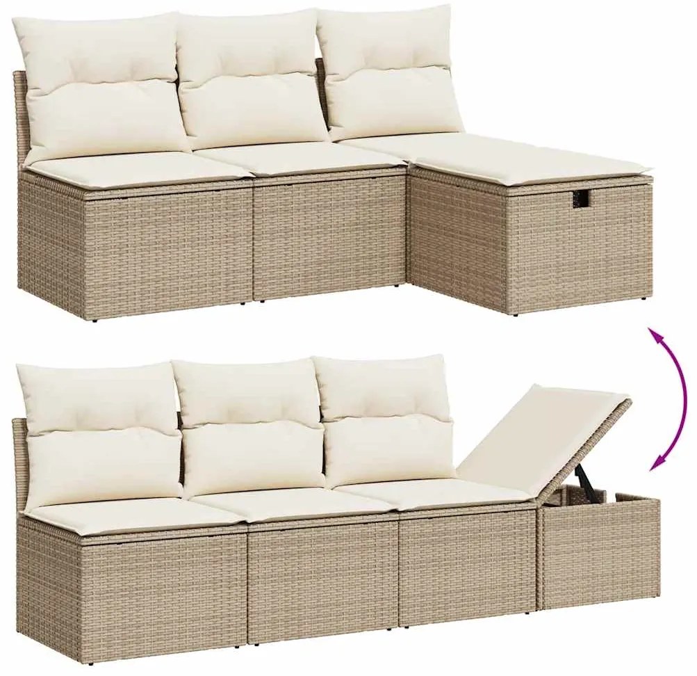 vidaXL Σαλόνι Κήπου Σετ 8 τεμ. Μπεζ Συνθετικό Ρατάν με Μαξιλάρια