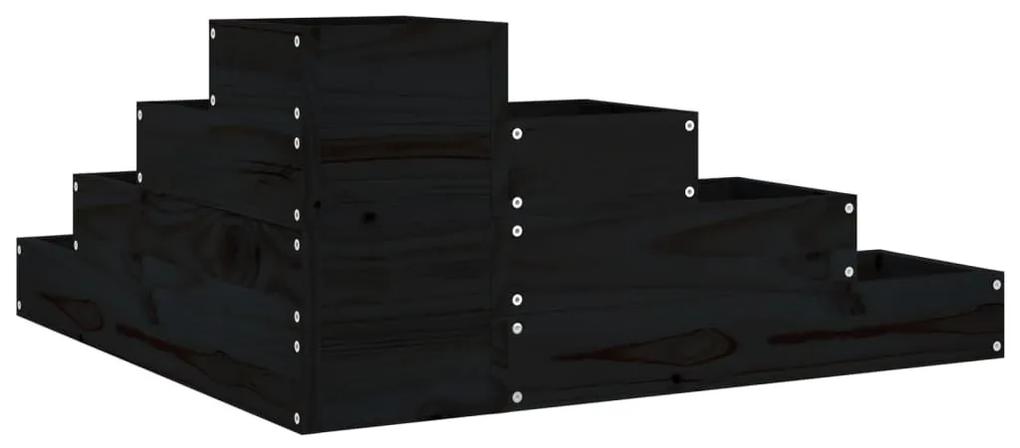 Ζαρντινιέρα 4 Επιπέδων Μαύρη 80,5x79x36 εκ. Μασίφ Ξύλο Πεύκου - Μαύρο