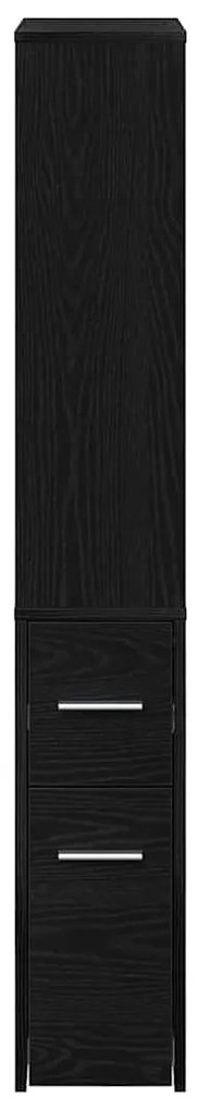 vidaXL Στενός ντουλάπι μπάνιου Μαύρη δρυς 22 x 41 x 135 εκ