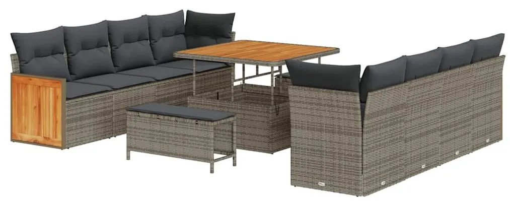 vidaXL Σετ Καναπέ Κήπου με μαξιλάρι 11 pcs Γκρι 100 x 100 x 71 cm
