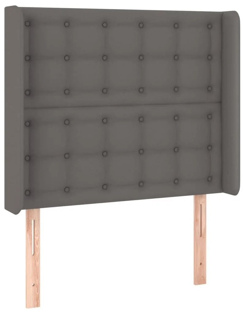 Κεφαλάρι Κρεβατιού LED Γκρι 93x16x118/128 εκ. Συνθετ. Δέρμα - Γκρι