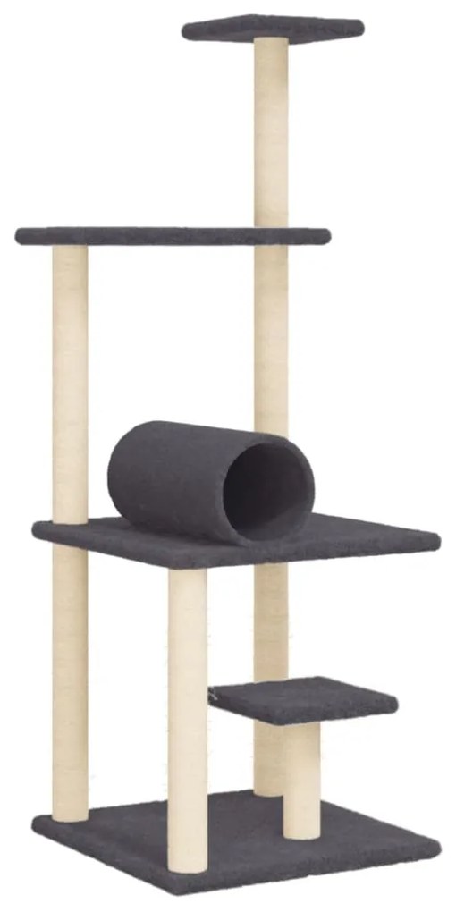 vidaXL Γατόδεντρο Σκούρο Γκρι 136 εκ. με Στύλους Ξυσίματος από Σιζάλ